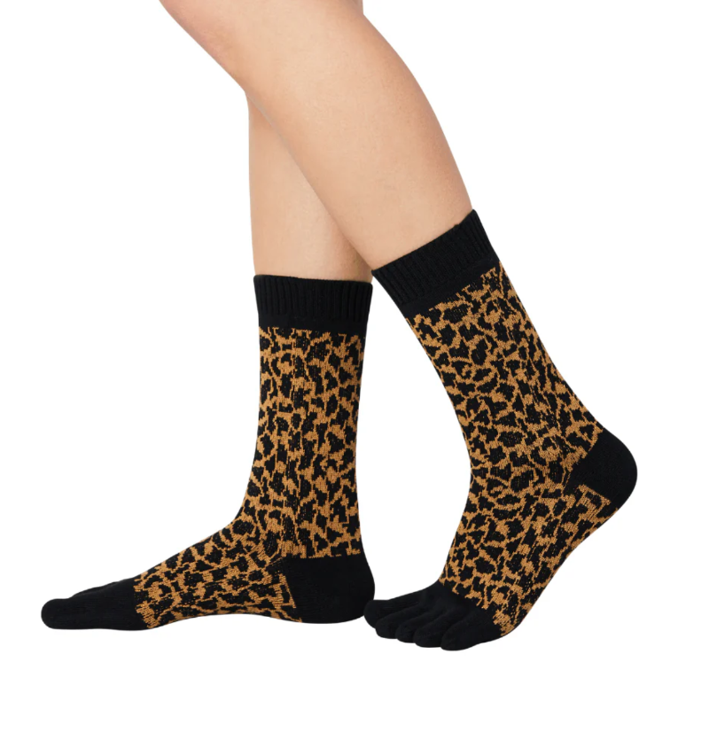 Leopard Midcalf Five Toe Socks