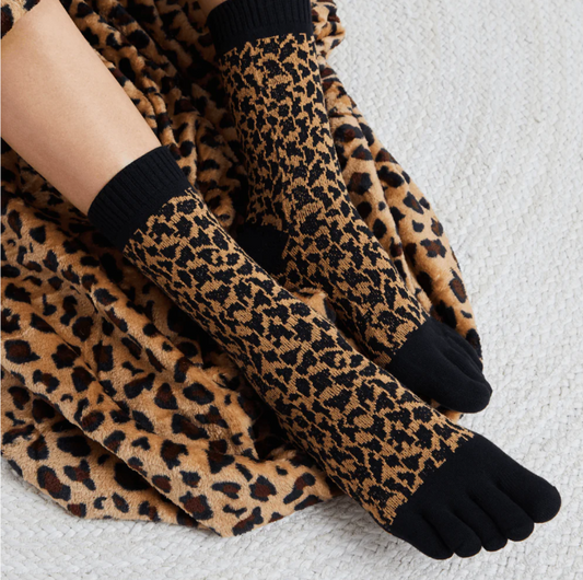 Leopard Midcalf Five Toe Socks